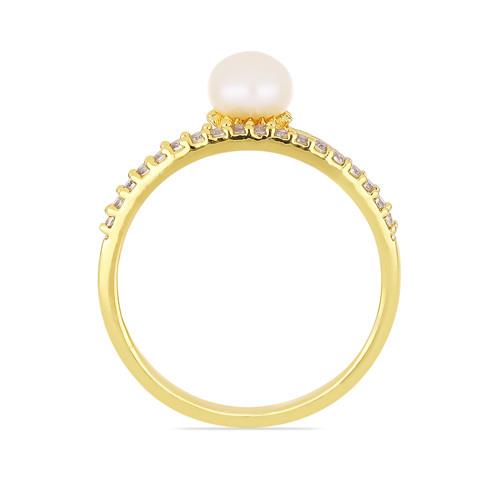 UNIQUE WHITE FRESHWATER PEARL GEMSTONE BRASS  RING